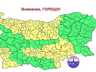 Жълт код за жега в половин България