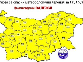 Обилни валежи и жълт код за опасно време
